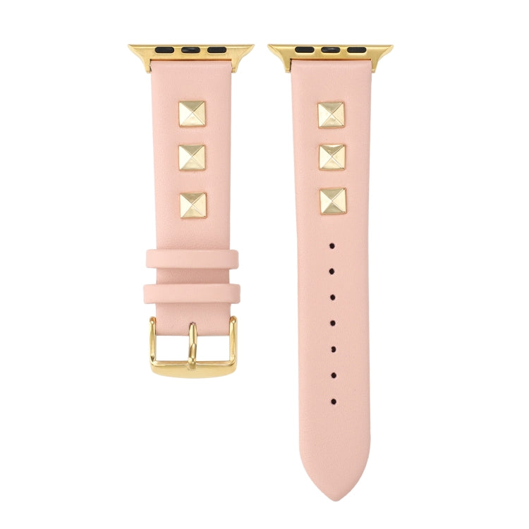 Single Row Riveted Genuine Leather Watch Band, For Apple Watch Series 8&7 45mm, For Apple Watch Series 8&7 41mm