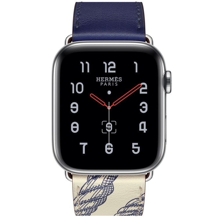 Silk Screen Pattern Leather Watchband, For Apple Watch Series 7 41mm / 6 & SE & 5 & 4 40mm / 3 & 2 & 1 38mm, For Apple Watch Series 8&7 45mm / SE 2&6&SE&5&4 44mm / 3&2&1 42mm, For Apple Watch Series 8&7 41mm / SE 2&6&SE&5&4 40mm / 3&2&1 38mm           ...