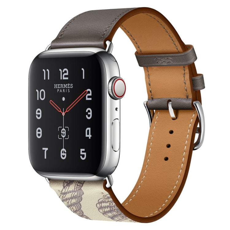 Silk Screen Pattern Leather Watchband, For Apple Watch Series 7 41mm / 6 & SE & 5 & 4 40mm / 3 & 2 & 1 38mm, For Apple Watch Series 8&7 45mm / SE 2&6&SE&5&4 44mm / 3&2&1 42mm, For Apple Watch Series 8&7 41mm / SE 2&6&SE&5&4 40mm / 3&2&1 38mm           ...