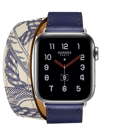 Silk Screen Pattern Leather Watchband, For Apple Watch Series 7 41mm / 6 & SE & 5 & 4 40mm / 3 & 2 & 1 38mm, For Apple Watch Ultra 49mm / Series 8&7 45mm / SE 2&6&SE&5&4 44mm / 3&2&1 42mm, For Apple Watch Series 8&7 41mm / SE 2&6&SE&5&4 40mm / 3&2&1 38...