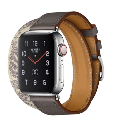 Silk Screen Pattern Leather Watchband, For Apple Watch Series 7 41mm / 6 & SE & 5 & 4 40mm / 3 & 2 & 1 38mm, For Apple Watch Ultra 49mm / Series 8&7 45mm / SE 2&6&SE&5&4 44mm / 3&2&1 42mm, For Apple Watch Series 8&7 41mm / SE 2&6&SE&5&4 40mm / 3&2&1 38...