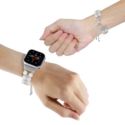 Double Row Beads Telescopic Chain Watch Band, For Apple Watch Ultra 49mm / Series 8&7 45mm / SE 2&6&SE&5&4 44mm / 3&2&1 42mm, For Apple Watch Series 8&7 41mm / SE 2&6&SE&5&4 40mm / 3&2&1 38mm