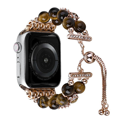 Double Row Beads Telescopic Chain Watch Band, For Apple Watch Ultra 49mm / Series 8&7 45mm / SE 2&6&SE&5&4 44mm / 3&2&1 42mm, For Apple Watch Series 8&7 41mm / SE 2&6&SE&5&4 40mm / 3&2&1 38mm