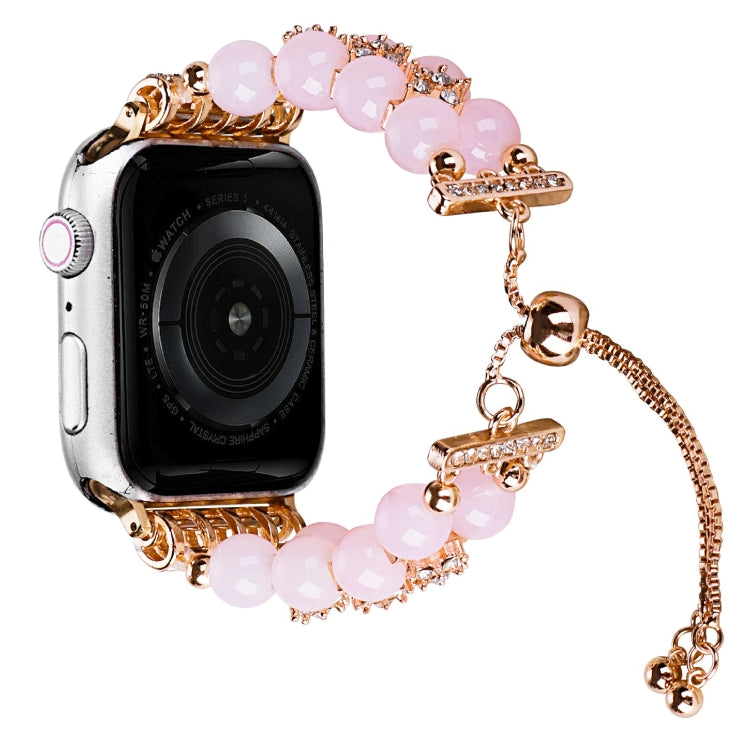 Double Row Beads Telescopic Chain Watch Band, For Apple Watch Ultra 49mm / Series 8&7 45mm / SE 2&6&SE&5&4 44mm / 3&2&1 42mm, For Apple Watch Series 8&7 41mm / SE 2&6&SE&5&4 40mm / 3&2&1 38mm