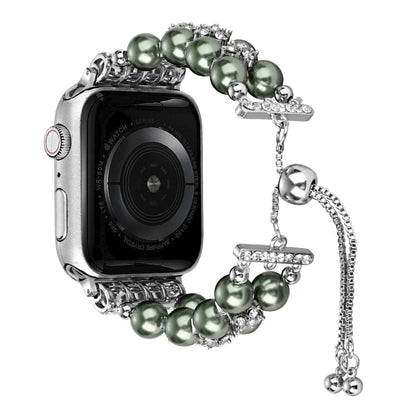 Double Row Beads Telescopic Chain Watch Band, For Apple Watch Ultra 49mm / Series 8&7 45mm / SE 2&6&SE&5&4 44mm / 3&2&1 42mm, For Apple Watch Series 8&7 41mm / SE 2&6&SE&5&4 40mm / 3&2&1 38mm