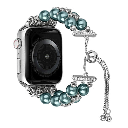 Double Row Beads Telescopic Chain Watch Band, For Apple Watch Ultra 49mm / Series 8&7 45mm / SE 2&6&SE&5&4 44mm / 3&2&1 42mm, For Apple Watch Series 8&7 41mm / SE 2&6&SE&5&4 40mm / 3&2&1 38mm