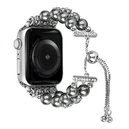 Double Row Beads Telescopic Chain Watch Band, For Apple Watch Ultra 49mm / Series 8&7 45mm / SE 2&6&SE&5&4 44mm / 3&2&1 42mm, For Apple Watch Series 8&7 41mm / SE 2&6&SE&5&4 40mm / 3&2&1 38mm