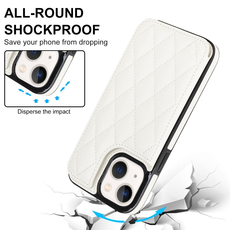 Double Buckle Rhombic PU Leather Phone Case, For iPhone 14, For iPhone 14 Plus, For iPhone 14 Pro, For iPhone 14 Pro Max, For iPhone 13, For iPhone 13 mini