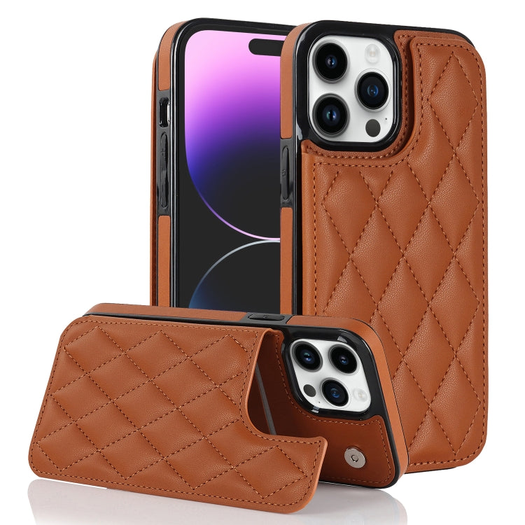 Double Buckle Rhombic PU Leather Phone Case, For iPhone 14, For iPhone 14 Plus, For iPhone 14 Pro, For iPhone 14 Pro Max, For iPhone 13, For iPhone 13 mini