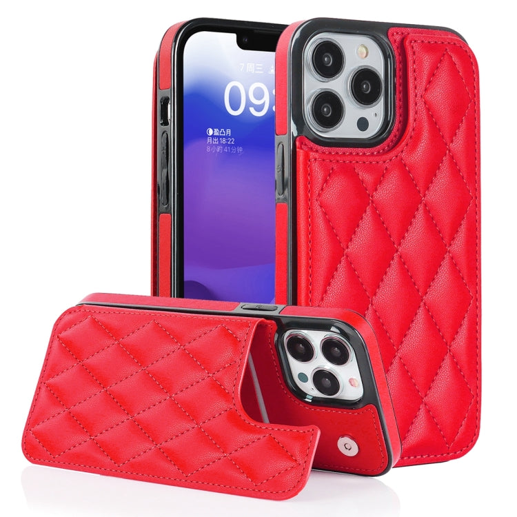 Double Buckle Rhombic PU Leather Phone Case, For iPhone 13 Pro, For iPhone 13 Pro Max, For iPhone 12, For iPhone 12 mini, For iPhone 12 Pro, For iPhone 12 Pro Max
