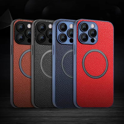 Skin Feel Litchi Texture MagSafe Magnetic Phone Case, For iPhone 11 Pro Max