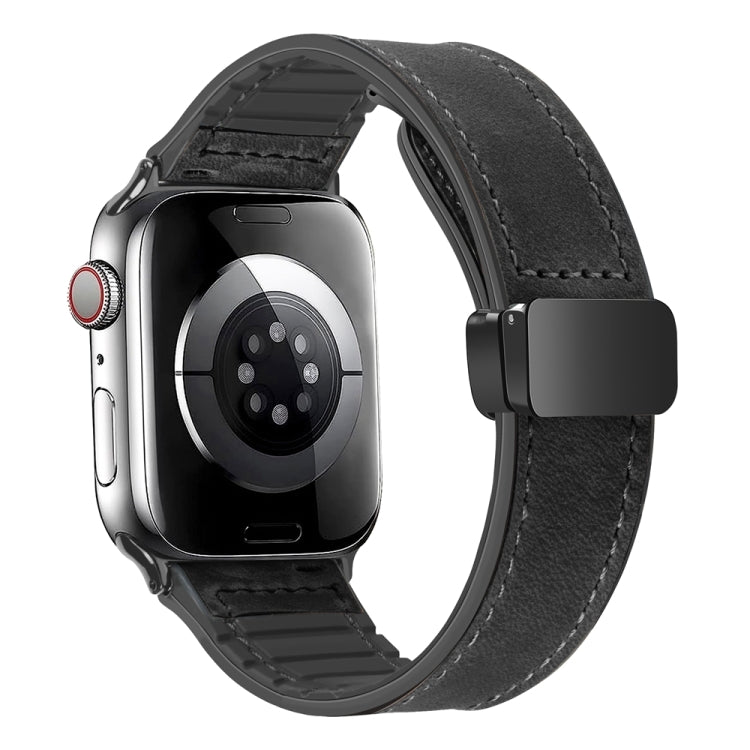 Magnetic Folding Silicone Leather Watch Band For Apple Watch Ultra 49mm / Series 8&7 45mm / SE 2&6&SE&5&4 44mm / 3&2&1 42mm, For Apple Watch Ultra 49mm