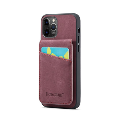 Fierre Shann Crazy Horse Card Holder Back Cover PU Phone Case, For iPhone 12 Pro Max, For iPhone SE 2022 / 2020 / 7 / 8