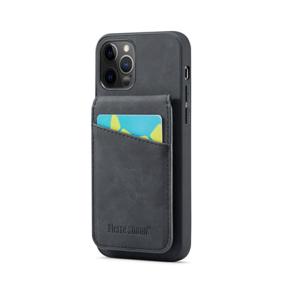 Fierre Shann Crazy Horse Card Holder Back Cover PU Phone Case, For iPhone 12 Pro Max, For iPhone SE 2022 / 2020 / 7 / 8
