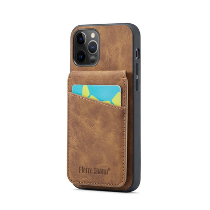 Fierre Shann Crazy Horse Card Holder Back Cover PU Phone Case, For iPhone 12 Pro Max, For iPhone SE 2022 / 2020 / 7 / 8