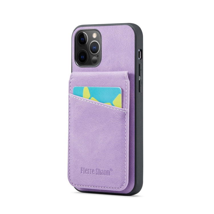 Fierre Shann Crazy Horse Card Holder Back Cover PU Phone Case, For iPhone 12 Pro Max, For iPhone SE 2022 / 2020 / 7 / 8