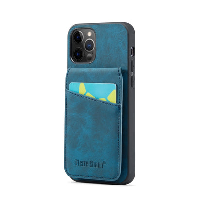 Fierre Shann Crazy Horse Card Holder Back Cover PU Phone Case, For iPhone 12 Pro Max, For iPhone SE 2022 / 2020 / 7 / 8
