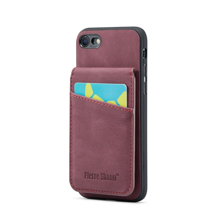 Fierre Shann Crazy Horse Card Holder Back Cover PU Phone Case, For iPhone 12 Pro Max, For iPhone SE 2022 / 2020 / 7 / 8