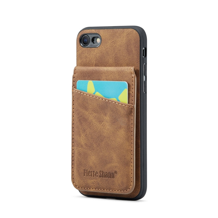 Fierre Shann Crazy Horse Card Holder Back Cover PU Phone Case, For iPhone 12 Pro Max, For iPhone SE 2022 / 2020 / 7 / 8