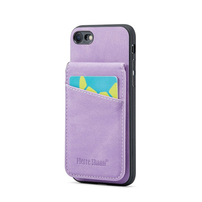 Fierre Shann Crazy Horse Card Holder Back Cover PU Phone Case, For iPhone 12 Pro Max, For iPhone SE 2022 / 2020 / 7 / 8