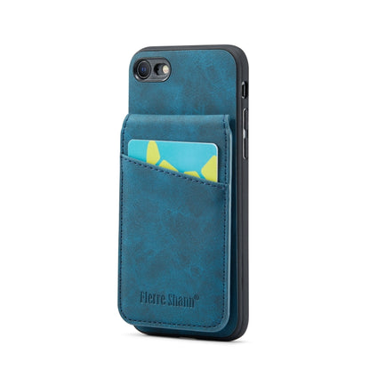 Fierre Shann Crazy Horse Card Holder Back Cover PU Phone Case, For iPhone 12 Pro Max, For iPhone SE 2022 / 2020 / 7 / 8