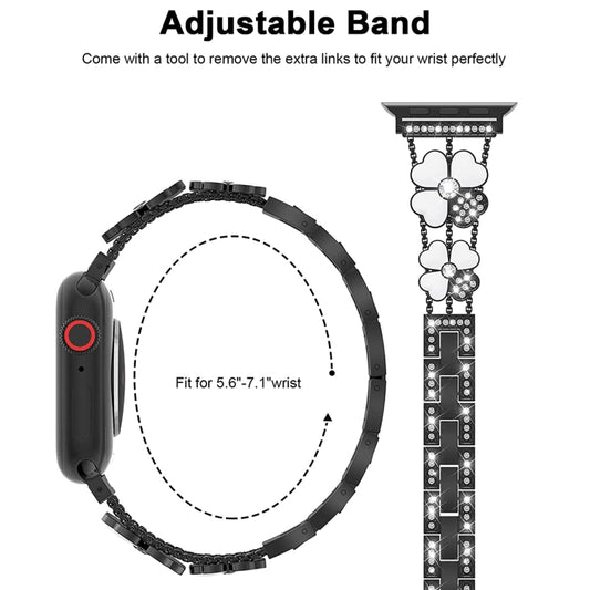 Petal Metal Diamond Watch Band, For Apple Watch SE 40mm, For Apple Watch SE 44mm, For Apple Watch 6 40mm, For Apple Watch 6 44mm, For Apple Watch Ultra 2 49mm, For Apple Watch 5 40mm, For Apple Watch 5 44mm, For Apple Watch 4 40mm, For Apple Watch 4 44mm