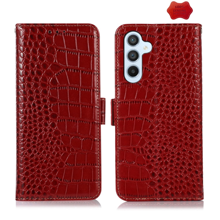 Crocodile Top Layer Cowhide Leather Phone Case, For Samsung Galaxy S24 Ultra, For Samsung Galaxy A55 5G, For Samsung Galaxy Xcover 7, For Samsung Galaxy M54 5G, For Samsung Galaxy A35 5G, For Samsung Galaxy M34 5G, For Samsung Galaxy S24+              ...