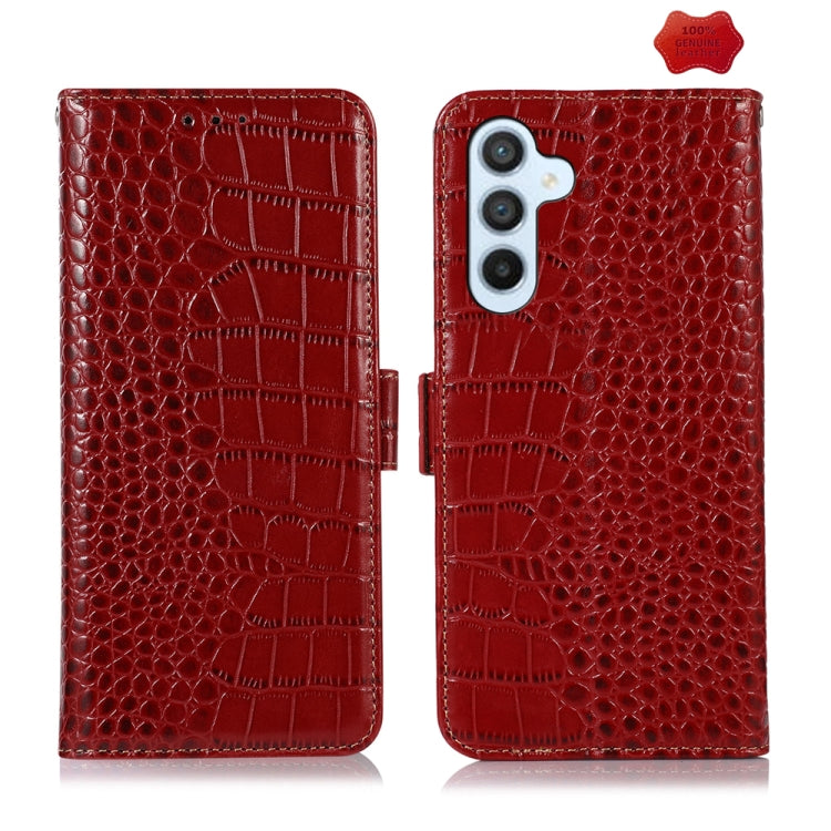 Crocodile Top Layer Cowhide Leather Phone Case, For Samsung Galaxy S24 Ultra, For Samsung Galaxy A55 5G, For Samsung Galaxy Xcover 7, For Samsung Galaxy M54 5G, For Samsung Galaxy A35 5G, For Samsung Galaxy M34 5G, For Samsung Galaxy S24+              ...