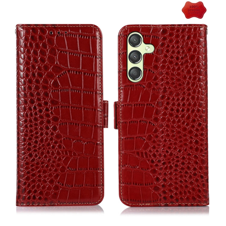 Crocodile Top Layer Cowhide Leather Phone Case, For Samsung Galaxy S24 Ultra, For Samsung Galaxy A55 5G, For Samsung Galaxy Xcover 7, For Samsung Galaxy M54 5G, For Samsung Galaxy A35 5G, For Samsung Galaxy M34 5G, For Samsung Galaxy S24+              ...