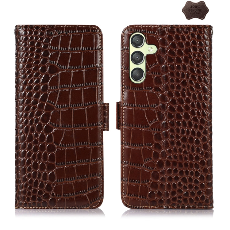 Crocodile Top Layer Cowhide Leather Phone Case, For Samsung Galaxy S24 Ultra, For Samsung Galaxy A55 5G, For Samsung Galaxy Xcover 7, For Samsung Galaxy M54 5G, For Samsung Galaxy A35 5G, For Samsung Galaxy M34 5G, For Samsung Galaxy S24+              ...