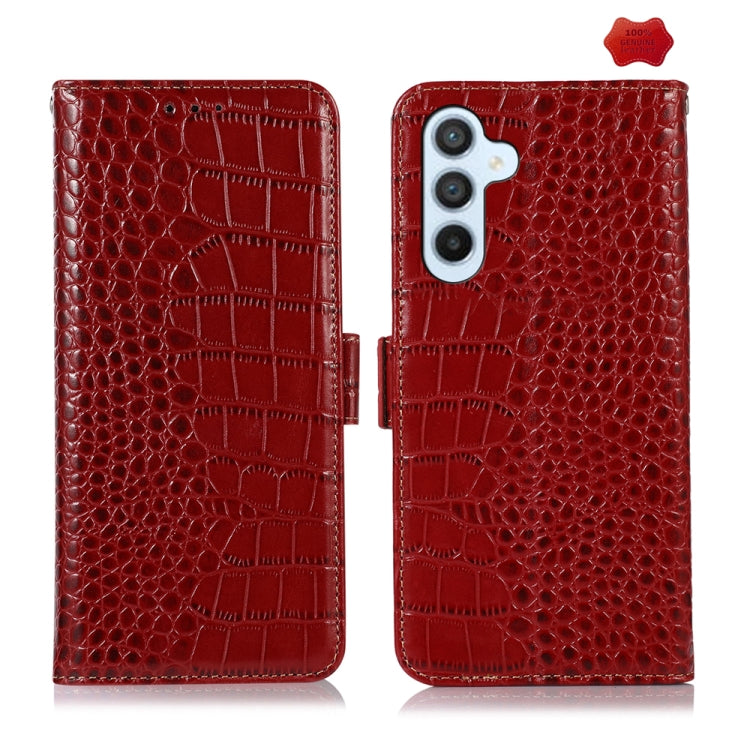Crocodile Top Layer Cowhide Leather Phone Case, For Samsung Galaxy S24 Ultra, For Samsung Galaxy A55 5G, For Samsung Galaxy Xcover 7, For Samsung Galaxy M54 5G, For Samsung Galaxy A35 5G, For Samsung Galaxy M34 5G, For Samsung Galaxy S24+              ...