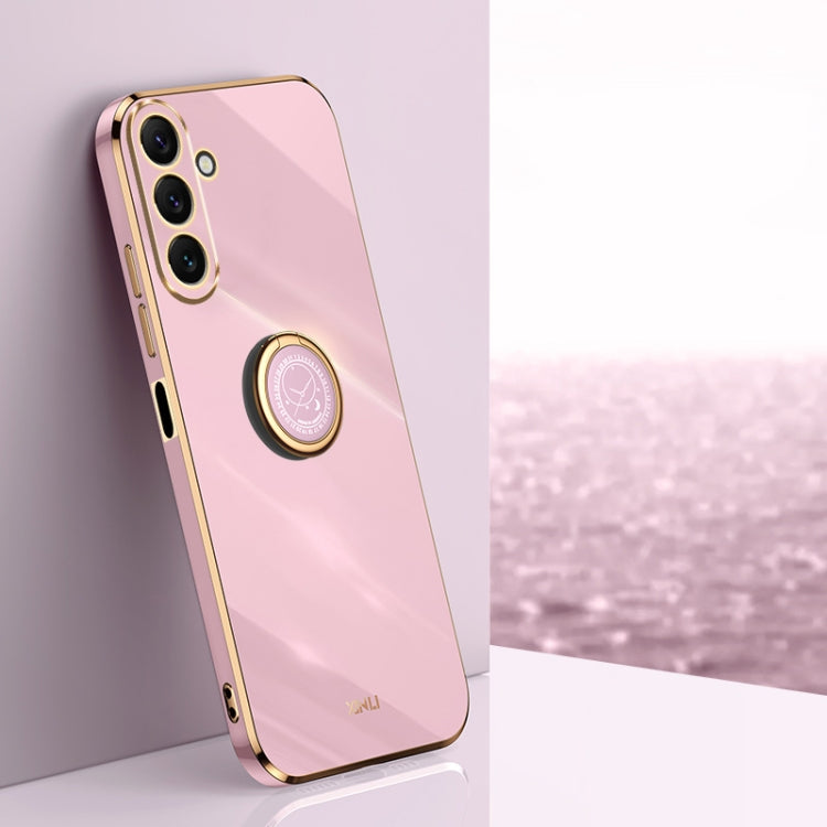XINLI Straight Edge 6D Electroplate TPU Phone Case with Ring Holder, For Samsung Galaxy A05, For Samsung Galaxy A05s, For Samsung Galaxy M34 5G, For Samsung Galaxy A25 5G, For Samsung Galaxy S23 FE 5G, For Samsung Galaxy M54 5G