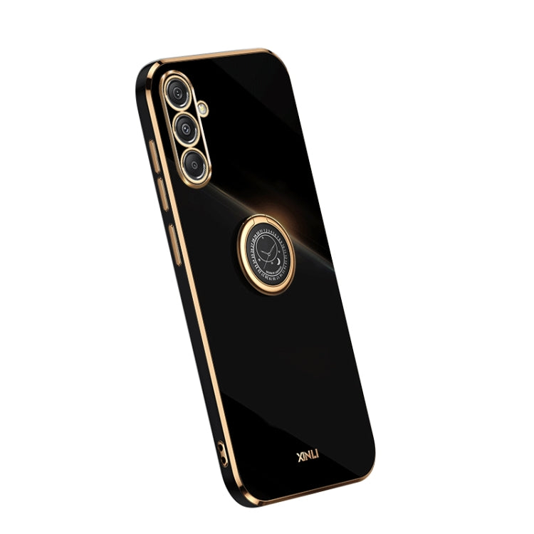 XINLI Straight Edge 6D Electroplate TPU Phone Case with Ring Holder, For Samsung Galaxy A05, For Samsung Galaxy A05s, For Samsung Galaxy M34 5G, For Samsung Galaxy A25 5G, For Samsung Galaxy S23 FE 5G, For Samsung Galaxy M54 5G