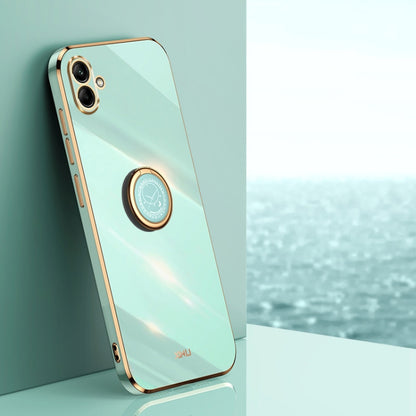 XINLI Straight Edge 6D Electroplate TPU Phone Case with Ring Holder, For Samsung Galaxy F14 5G, For Samsung Galaxy M14 5G, For Samsung Galaxy A04e 4G