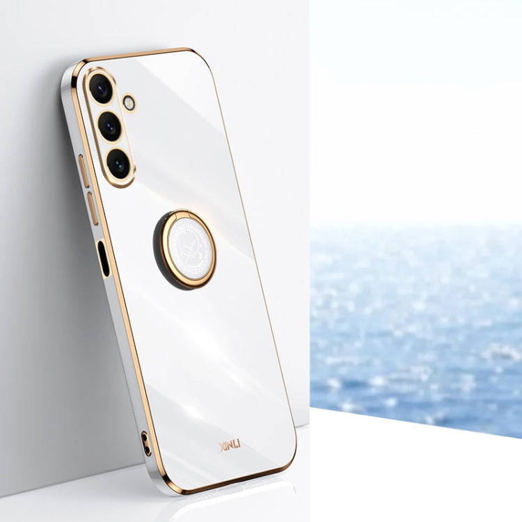XINLI Straight Edge 6D Electroplate TPU Phone Case with Ring Holder, For Samsung Galaxy A05, For Samsung Galaxy A05s, For Samsung Galaxy M34 5G, For Samsung Galaxy A25 5G, For Samsung Galaxy S23 FE 5G, For Samsung Galaxy M54 5G