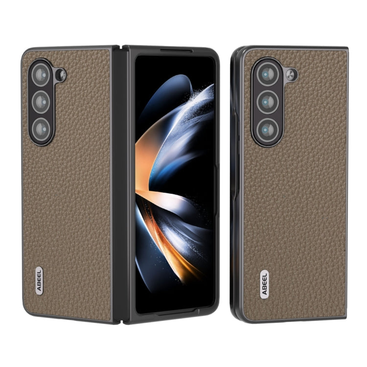 ABEEL Genuine Leather Litchi Texture Phone Case, For Samsung Galaxy Z Flip6 / Flip7 FE, For Samsung Galaxy Z Fold6, For Samsung Galaxy S24 Ultra 5G, For Samsung Galaxy S23 FE 5G, For Samsung Galaxy Z Fold5, For Samsung Galaxy Z Flip5