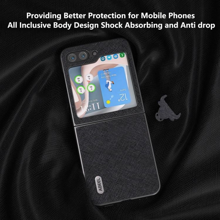ABEEL Cross Texture Genuine Leather Phone Case, For Samsung Galaxy Z Flip6 / Flip7 FE, For Samsung Galaxy Z Fold6, For Samsung Galaxy S23 FE 5G, For Samsung Galaxy Z Fold5, For Samsung Galaxy Z Flip5
