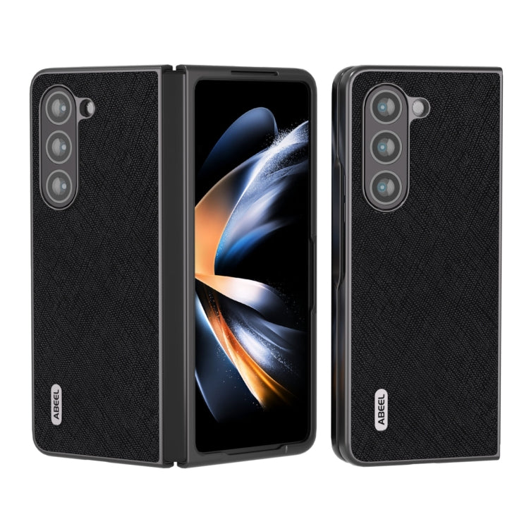 ABEEL Cross Texture Genuine Leather Phone Case, For Samsung Galaxy Z Flip6 / Flip7 FE, For Samsung Galaxy Z Fold6, For Samsung Galaxy S23 FE 5G, For Samsung Galaxy Z Fold5, For Samsung Galaxy Z Flip5