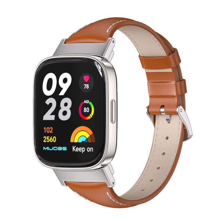 Mijobs Genuine Leather Slim Watch Band, For Redmi Watch 3