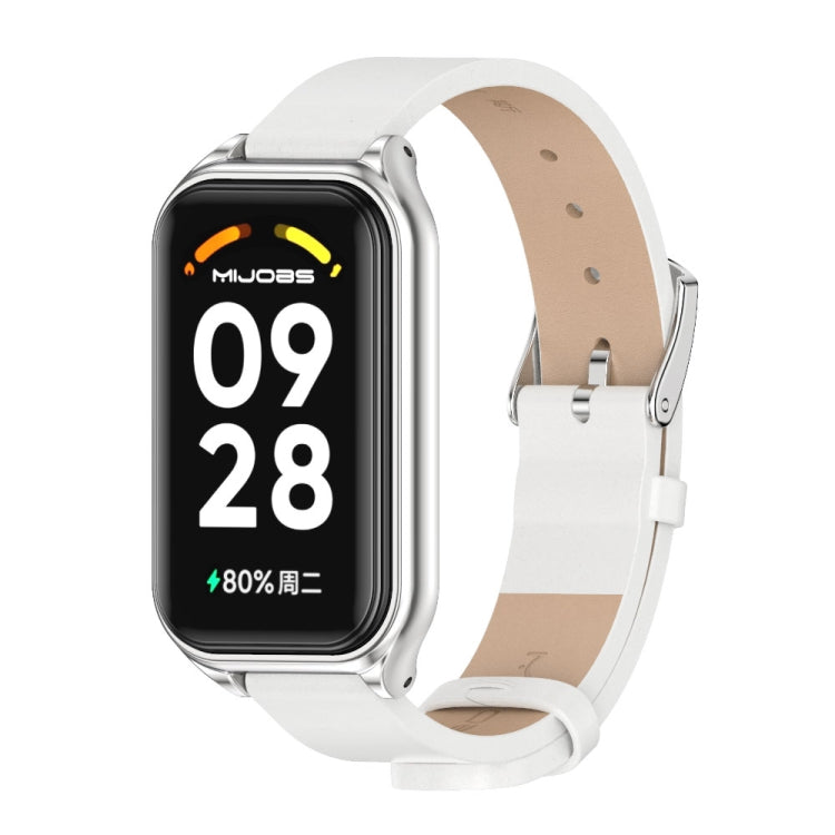 Mijobs Metal Shell Microfiber PU Leather Watch Band, For Xiaomi Smart Band 8 Active / Redmi Band 2