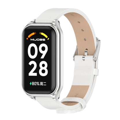 Mijobs Metal Shell Microfiber PU Leather Watch Band, For Xiaomi Smart Band 8 Active / Redmi Band 2