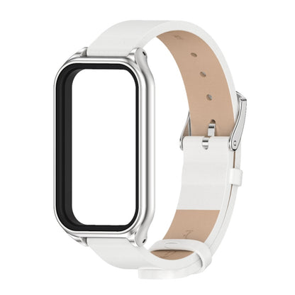 Mijobs Metal Shell Microfiber PU Leather Watch Band, For Xiaomi Smart Band 8 Active / Redmi Band 2