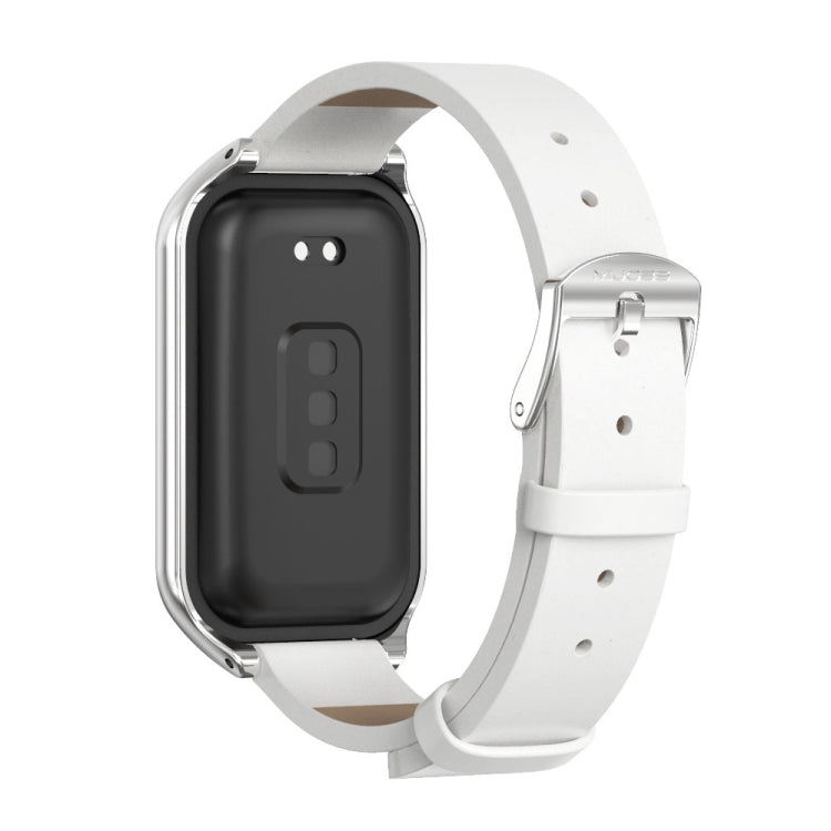 Mijobs Metal Shell Microfiber PU Leather Watch Band, For Xiaomi Smart Band 8 Active / Redmi Band 2