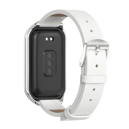 Mijobs Metal Shell Microfiber PU Leather Watch Band, For Xiaomi Smart Band 8 Active / Redmi Band 2