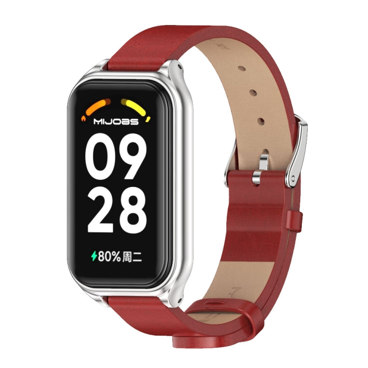 Mijobs Metal Shell Microfiber PU Leather Watch Band, For Xiaomi Smart Band 8 Active / Redmi Band 2
