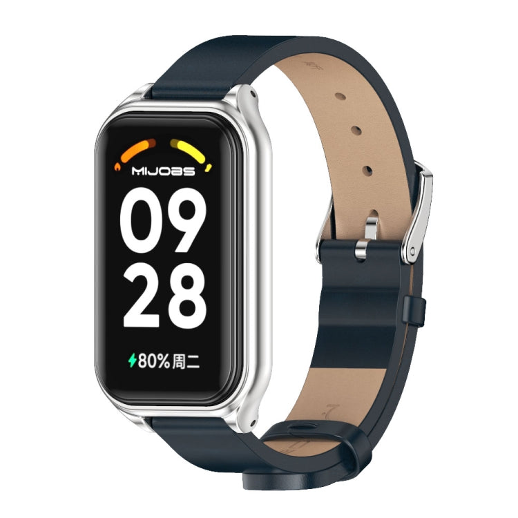Mijobs Metal Shell Microfiber PU Leather Watch Band, For Xiaomi Smart Band 8 Active / Redmi Band 2