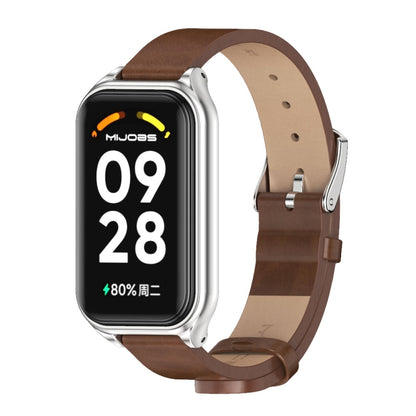 Mijobs Metal Shell Microfiber PU Leather Watch Band, For Xiaomi Smart Band 8 Active / Redmi Band 2