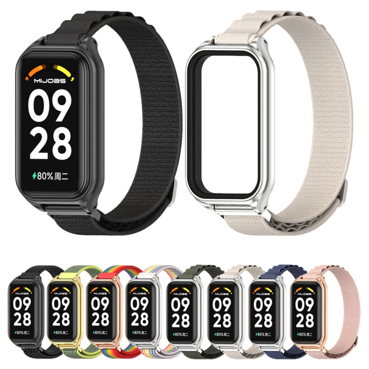 Mijobs Metal Shell Nylon Breathable Watch Band, For Xiaomi Smart Band 8 Active / Redmi Band 2