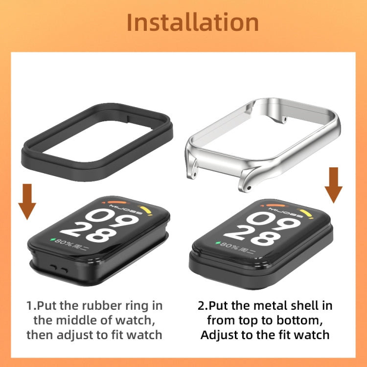 Mijobs Metal Shell Nylon Breathable Watch Band, For Xiaomi Smart Band 8 Active / Redmi Band 2