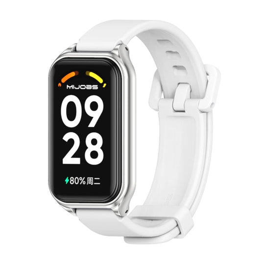 Mijobs Metal Shell Silicone Watch Band, For Xiaomi Smart Band 8 Active / Redmi Band 2